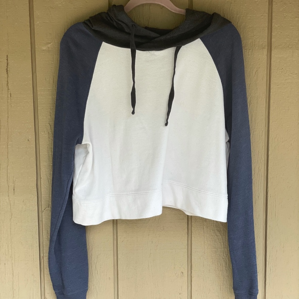 Cropped color block hoodie